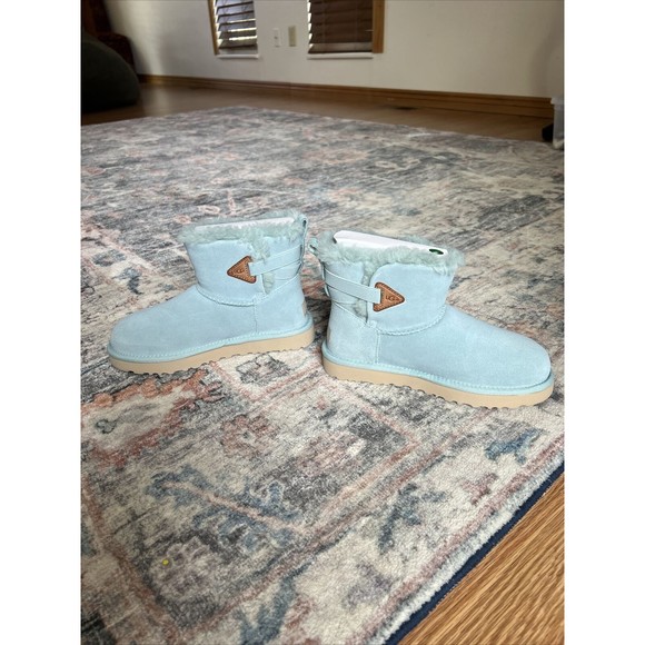 UGG Boots Womens Sz 6 Urchin Flex Bailey Mini Suede Shearling Baby Blue Wool New - Picture 6 of 15